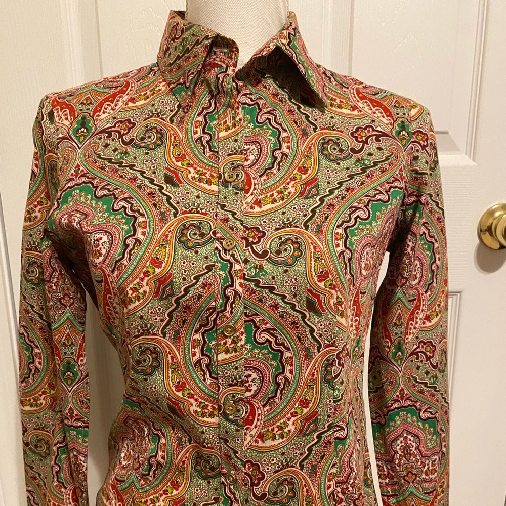 Talbots Paisley (Green) Women’s Button Down Shirt